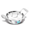Hawkins Pro 1.5 Litre Deep-Fry Pan, Triply Stainless Steel Kadhai with Steel Handles and Steel Lid, Small Kadhai, Silver (PSK15S)