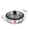 Hawkins Pro 1.5 Litre Shielded Nonstick Triply Deep-Fry Pan, Kadhai Hawkins Pro 1.5 Litre Shielded Nonstick Triply Deep-Fry Pan, Kadhai with Stainless Steel Handles and Glass Lid, Silver (PSNK15G), 18 cm|Induction and Gas Stove Compatible