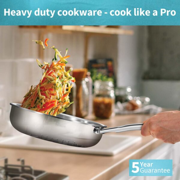 Hawkins Pro 18 cm Frying Pan, Triply Stainless Steel Fry Pan with Stainless Steel Handle, Silver (PSF18)