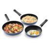 Hawkins Quik Gift Set of 3 Nonstick Frying Pans | Induction & Gas Compatible | Rivet-Less Design for Easy Cooking & Cleaning | Grey (IQFS)