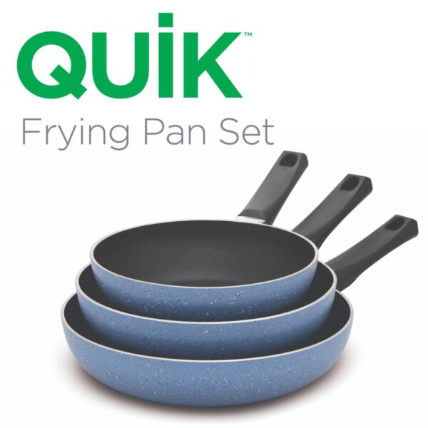 Hawkins Quik Gift Set of 3 Nonstick Frying Pans | Induction & Gas Compatible | Rivet-Less Design for Easy Cooking & Cleaning | Grey (IQFS)