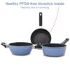 Hawkins Quik Nonstick Induction 4 Piece Cookware Set of Deep Kadhai, Frying Pan, Saucepan and Stainless Steel Lid | Kitchen Gift Pack | Grey (IQGP1)