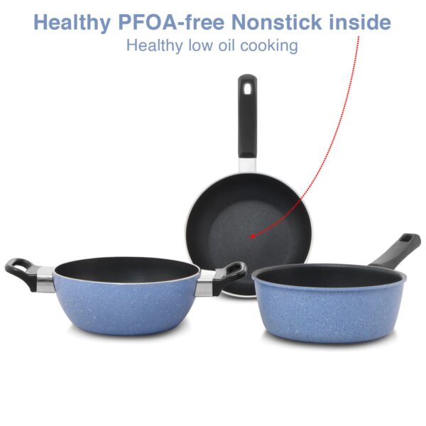 Hawkins Quik Nonstick Induction 4 Piece Cookware Set of Deep Kadhai, Frying Pan, Saucepan and Stainless Steel Lid | Kitchen Gift Pack | Grey (IQGP1)