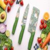 High-Carbon Stainless Steel Kitchen Knife Set | Non Stick Chef High-Carbon Stainless Steel Kitchen Knife Set | Non Stick Chef Knife, Cleaver & Utility Knife | Multipurpose Cooking Knives with Ergonomic Handle for Home & Professional Use (Set of 3) (Green)
