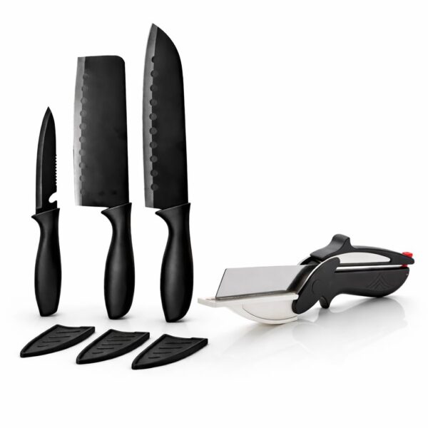 High Carbon Stainless Steel Knife Set Multipurpose | Best Kitchen High Carbon Stainless Steel Knife Set Multipurpose | Best Kitchen Knife Tool Cooking Kitchen Knives (Heavy 3 Knife & Clever Cutter)