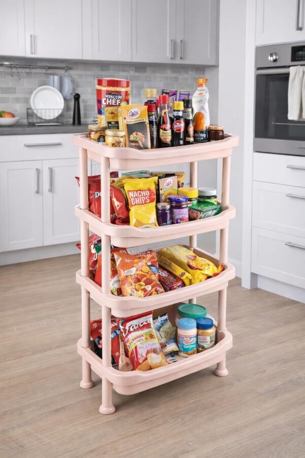 Home-Organisation-Solutions-4-Tier-Rolling-Storage-Trolley-Slim-Plastic-Utility-Cart-for-Kitchen-Bathroom-and-Office-Tool-Free-Assembly-Pink-Green-Grey-30x25x90-cm.jpg Home Organisation Solutions 4-Tier Rolling Storage Trolley, Slim Plastic Utility Cart for Kitchen, Bathroom and Office, Tool-Free Assembly, Pink, Green, Grey, 30x25x90 cm