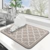 HomeCloud Dish Drying Mat for Kitchen Counter Hide Stain Super HomeCloud Dish Drying Mat for Kitchen Counter Hide Stain Super Absorbent, Non-Slip, Heat-Resistant, Great for Dishes, Rack Pad, Kitchen Counter, Coffee Maker, Coffee Bar Items (40x50cm, Beige)