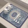 HomeCloud Dish Drying Mat for Kitchen Counter – Super Absorbent, HomeCloud Dish Drying Mat for Kitchen Counter – Super Absorbent, Non-Slip & Heat-Resistant – Quick Dry Rack Pad for Dishes, Utensils, Coffee Maker – Stain-Hiding Design (Blue)