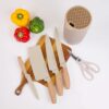HomeEssentials 6 Piece Knife Set with Block | Razor-Sharp | HomeEssentials 6 Piece Knife Set with Block | Razor-Sharp | German Engineered Knife Set | Lightweight and Strong | Chef, Kitchen, Veg, Bread, Tomato Knife | Dishwasher Safe