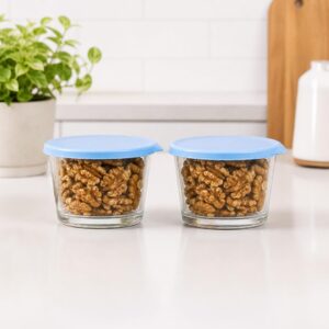 HomeEssentials Premium Borosilicate Glass Jar with Airtight Lid – Small Kitchen Storage Container for Spices, Seeds, and Herbs – Heat-Resistant & Microwave Safe (260ml Pack of 2)