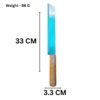 Iron Kitchen Knife with Wooden Handle, Turquoise Blue Blade, 33 cm