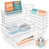 JD FRESH Polypropylene Set of 20 Drawer Organiser/Unbreakable Drawer Organizers/Dressing JD FRESH Polypropylene Set of 20 Drawer Organiser/Unbreakable Drawer Organizers/Dressing Table Organizer/Multi-Purpose Storage Boxes/Drawer Divider Tray for Kitchen/Bedroom/Office - (Transparent)
