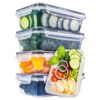KITCHENACE,Modernise your living Fridge Storage Containers, Plastic Container for Kitchen Storage Box with Lids - Snap-Seal (4-pc) 1000ml Black