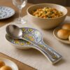 KITTENS Sunflower Azure Handpainted Ceramic Spoon Rest – Spoon Holder & Ladle Rest for Kitchen Counter – Yellow Blue Floral Design – Handcrafted in India – Microwave & Dishwasher Safe