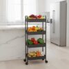 KRISHYAM® 4-Tier Metal Rolling Storage Trolley Cart with Wheels & Handle | Multipurpose Utility Organizer for Kitchen, Bathroom, Office & Salon | Heavy-Duty Steel (4-Layer Square)