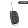 Keyzone® Silicone Key Cover Compatible for Hyundai I20, Xcent, Verna All 2012 to 2014 Models Only 3 Button Flip Key. (Black)