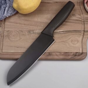 Kitchen Knife Set of 3 with Covers, Stainless Steel Black Coated Chef Knives, Sharp Edge Multipurpose Knives for Chopping Vegetables and Fruits