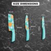Kitchen Knife Stainless Steel 3 Pieces Professional Knife Set with Color Printing and Non-Slip Handle (3 PCS) (Blue)