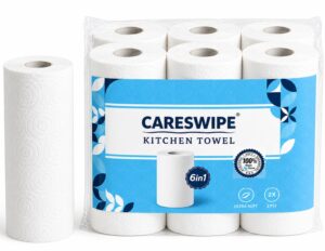 Kitchen Tissue Paper Roll – 2 Ply Tissue Paper Roll, 360 Pulls, 6 Rolls x 60 Sheets, Soft & Absorbent Virgin Cellulose Towels for Kitchen Cleaning