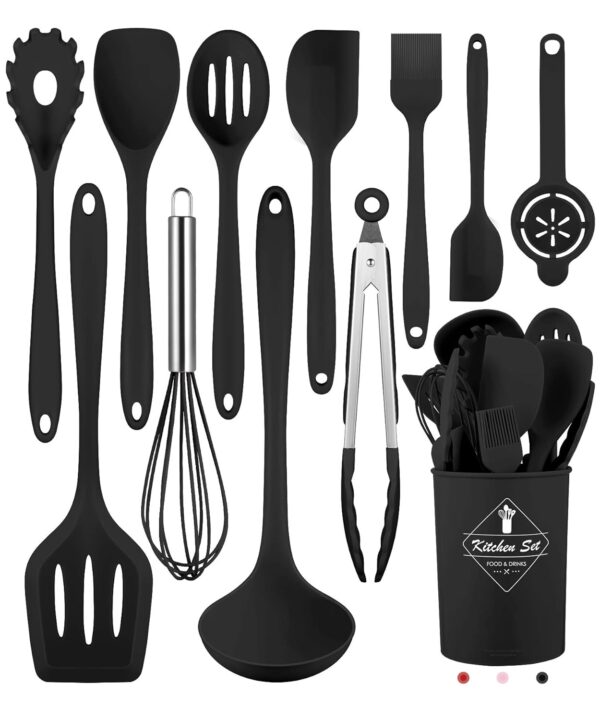 Kitchen Utensils Set-12 Pieces Silicone Cooking Utensils Set (Dishwasher Safe) Kitchen Utensils Set-12 Pieces Silicone Cooking Utensils Set (Dishwasher Safe) 392°F Heat Resistant Spatula Set,Kitchen Utensil Set for Nonstick Cookware,Best Kitchen Tools with Holder(BPA Free)
