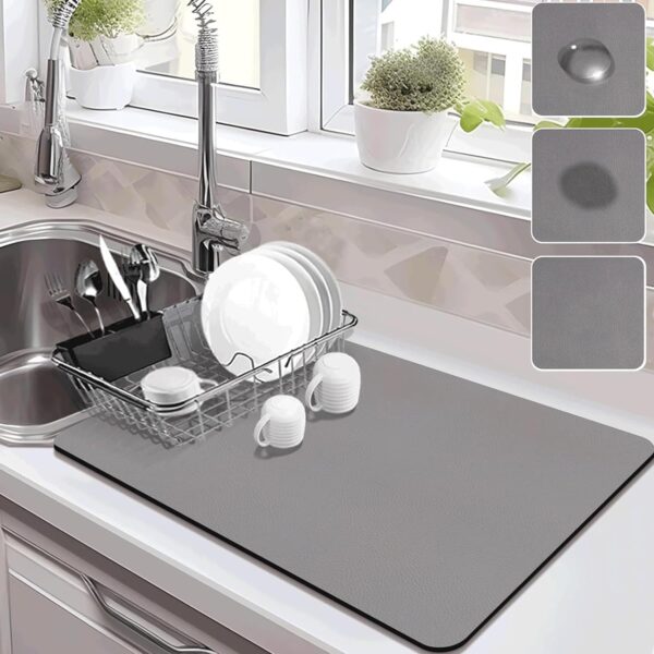Kmils Rubber Kitchen Mat for Wet Utensil, Utensil Drying Mat, Dish Drying Mat, Water Absorbing Mat for Kitchen, Kitchen Super Absorbent Draining Mat (60Cm X 40Cm) (Multicolor) (Pack of 1)