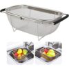 Kreshu Stainless Steel Oval Fine Mesh Colander Strainer with Rubber Kreshu Stainless Steel Oval Fine Mesh Colander Strainer with Rubber Rubber Grip Handle| Multi-Functional Large Over The Sink Basket Expandable Drainer for Rinse Vegetables Fruits (Pack of 1)