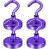 LOVIMAG Cruise Ship Essentials, 80Lb Magnetic Hooks for Cruise Cabins, LOVIMAG Cruise Ship Essentials, 80Lb Magnetic Hooks for Cruise Cabins, Purple Strong Magnetic Hooks for Hanging, Refrigerator, Celling, Grill, Fridge, Kitchen-4Pack
