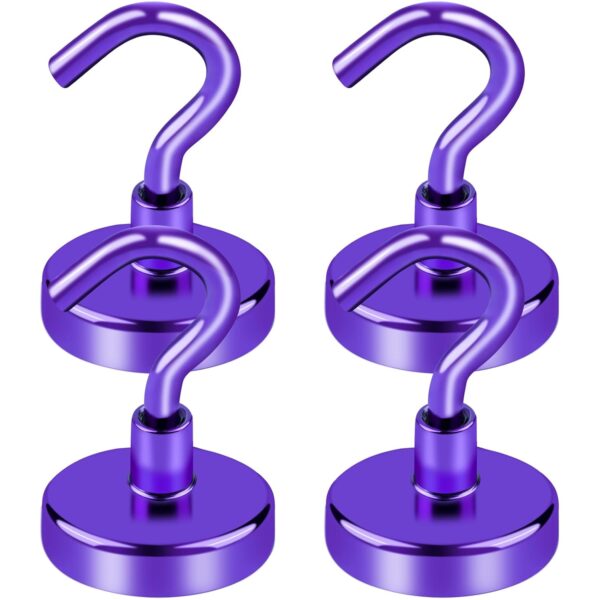 LOVIMAG Cruise Ship Essentials, 80Lb Magnetic Hooks for Cruise Cabins, LOVIMAG Cruise Ship Essentials, 80Lb Magnetic Hooks for Cruise Cabins, Purple Strong Magnetic Hooks for Hanging, Refrigerator, Celling, Grill, Fridge, Kitchen-4Pack