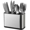 Large Stainless Steel Spoon Stand for Kitchen Steel Cutlery Stand Spoon Organizer for Kitchen Countertop Cutlery Holder for Forks Spatula Knives Spoon Holder Rustproof Durable