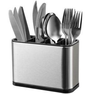 Large Stainless Steel Spoon Stand for Kitchen Steel Cutlery Stand Spoon Organizer for Kitchen Countertop Cutlery Holder for Forks Spatula Knives Spoon Holder Rustproof Durable