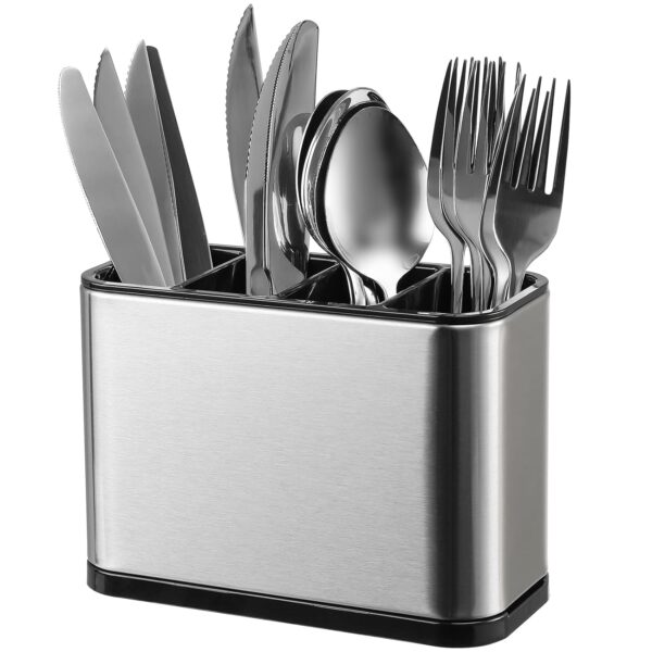 Large Stainless Steel Spoon Stand for Kitchen Steel Cutlery Stand Spoon Organizer for Kitchen Countertop Cutlery Holder for Forks Spatula Knives Spoon Holder Rustproof Durable