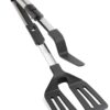 Leifheit 2-in-1 Kitchen Tongs and Spatula,Barbecue Grill BBQ Tongs,Cooking Tool,Frying Turner,Double Sided Spatula,Multi-Functional Food Flipping Clip,Steak Tong,Food Clamp- Nylon Black