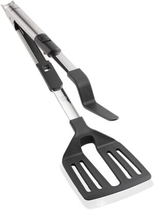 Leifheit 2-in-1 Kitchen Tongs and Spatula,Barbecue Grill BBQ Tongs,Cooking Tool,Frying Leifheit 2-in-1 Kitchen Tongs and Spatula,Barbecue Grill BBQ Tongs,Cooking Tool,Frying Turner,Double Sided Spatula,Multi-Functional Food Flipping Clip,Steak Tong,Food Clamp- Nylon Black