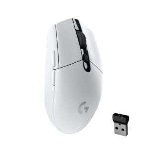 Logitech G304 Lightspeed Wireless Gaming Mouse, Hero Sensor, 12,000 DPI, Logitech G304 Lightspeed Wireless Gaming Mouse, Hero Sensor, 12,000 DPI, Lightweight, 6 Programmable Buttons, 250h Battery Life, On-Board Memory, Compatible with PC/Mac - White