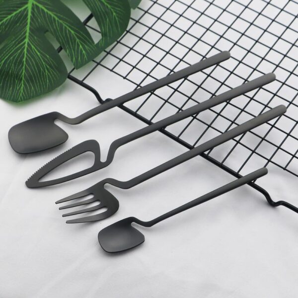 Luxury Matte Black Cutlery Set – Stainless Steel Spoon, Fork & Knife Set | Modern Dining Tableware for Home & Kitchen
