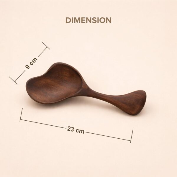 Mango Wood Ladle Spoon | Handcrafted Deep Wooden Ladle for Cooking Serving Curries Soups | Food Safe Heat Resistant Kitchen Utensil