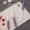 Marve Set of 3 Stainless Steel Kitchen Knives Set High-Carbon Stainless Steel Kitchen Knives Vegetable Knives Chef Knives Sharp Edge Cutting Chef Knives for Chopping Vegetables, Fruits (Purple)