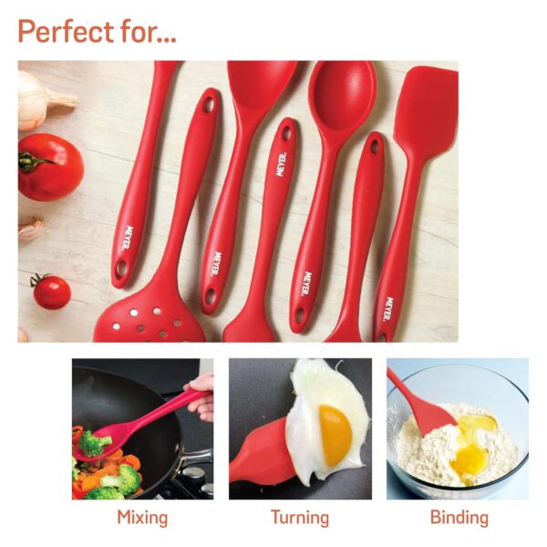 Meyer Silicone Non-Stick Heat Resistant Kitchen Utensil | Silicon Spoon for Cooking and Serving Red