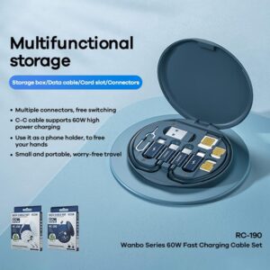 Mini Digital Gadgets Storage Box, Data Cable and SIM Card Mini Digital Gadgets Storage Box, Data Cable and SIM Card Holder With Nano Card Slot and Tools - Blue