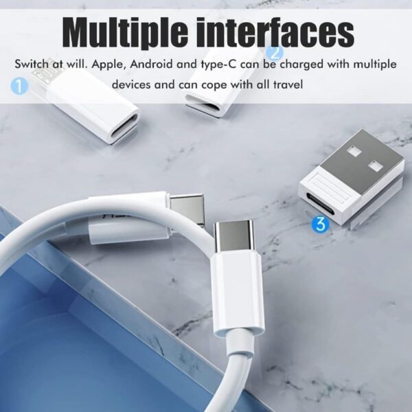Mini Digital Gadgets Storage Box with Cable Converter Adapter Kit, Phone Holder, USB-C to Micro USB Compatible with Lightning/USB, Multicolour, Pack of 1