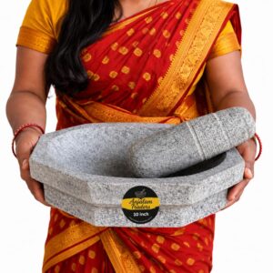 Mortar Pestle for Kitchen kalvam-5 kg Heavy, 10 inch Block Mortar Pestle for Kitchen kalvam-5 kg Heavy, 10 inch Block Shape, 3 Cup Capacity - Kalvam/Khalbatta/Silbatta for Chutney