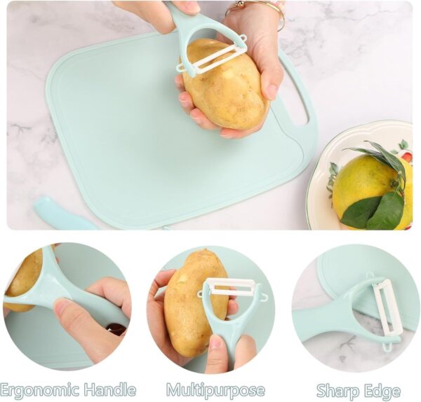 Multi-Purpose Kitchen Knife & Peeler Set with Cutting Board Including Chef Knife, Vegetable Peeler, Kitchen Scissors & Chopping Board,Set for Home & Travel Kitchens
