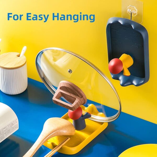 NILKANTH Spoon Rest with Pot Lid Holder for Kitchen Counter, Space Saving Small Lid Rest Detachable Cute Mushroom Ladle Rest Spatula Holder Coffee Spoon Rest Kitchen Utensil Holder (Blue)