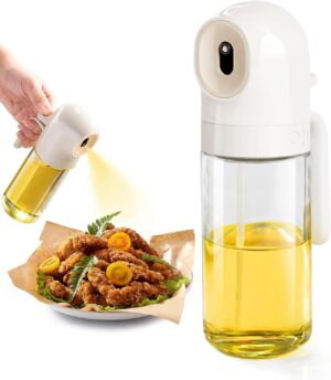 Oil Sprayer for Cooking, 250ml Glass Olive Oil Sprayer, Continuous Oil Sprayer for Cooking, 250ml Glass Olive Oil Sprayer, Continuous Spray with Portion Control, Oil Dispenser Bottle for Kitchen, Air Fryer, Frying, Salad, BBQ(Cooking Sprayer)