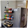 OrganizeMee Magnetic shelves Magnetic rack for fridge [25 X 12 Cm] Wall Mount Spice Rack, Bottle Holder for Fridge, Washing Machine,Microwave Organizer,side storage rack (Black Qty:1)