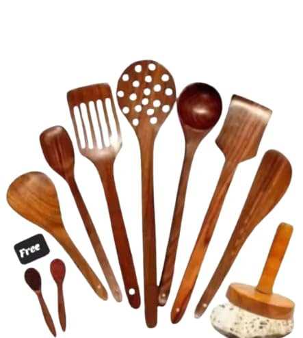 Pack of 10 Umda Handicraft Wooden Multipurpose Kitchen Tools Set Pack of 10 Umda Handicraft Wooden Multipurpose Kitchen Tools Set ? Durable Wood Cooking |SL_3
