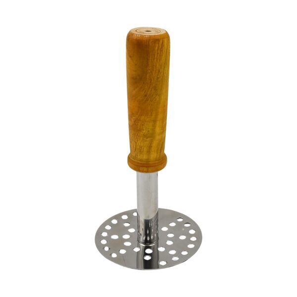 Pav Bhaji & Potato Masher – High-Grade Stainless Steel with Ergonomic Wooden Handle | Heavy-Duty Rust-Proof, Easy to Clean – Ideal for Indian Cooking (1 Pc)