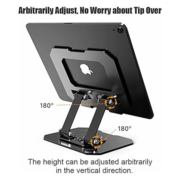 Premium 360° Rotating Metal Tablet Stand – Height Adjustable & Fully Foldable iPad Holder for Desk, Portable Sturdy Dock for Online Classes, Video Calls & Drawing – Fits All 4.7-13” Devices