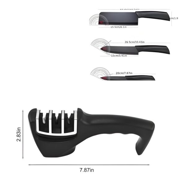 Professional 3- Pcs Kitchen Knife Set with Covers &1 Sharpener Stainless Steel Knives for Kitchen |Sharp Edge Cutting Chef Knife for Chopping Vegetables,Fruits,Multipurpose Cooking Knives (Black 4pcs)