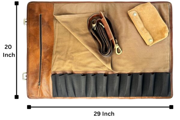 RUSTIC-TOWN-Leather-Canvas-Chefs-Knife-Roll-Bag-11-Pockets-for-Knives-Kitchen-Utensils-Professional-Pocket-Material-Great-Gift-for-Executive-Chefs-Culinary-Olive-Brown.jpg RUSTIC TOWN Leather Canvas Chefs Knife Roll Bag, 11-Pockets for Knives & Kitchen Utensils | Professional Pocket Material | Great Gift for Executive Chef's & Culinary (Olive Brown)